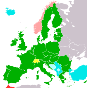 EU countries and peripheral countries. Photo courtesy Nightstallion and Wikimedia Commons