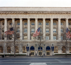 Main entrance Commerce Department Building, 14th and Constitution. 